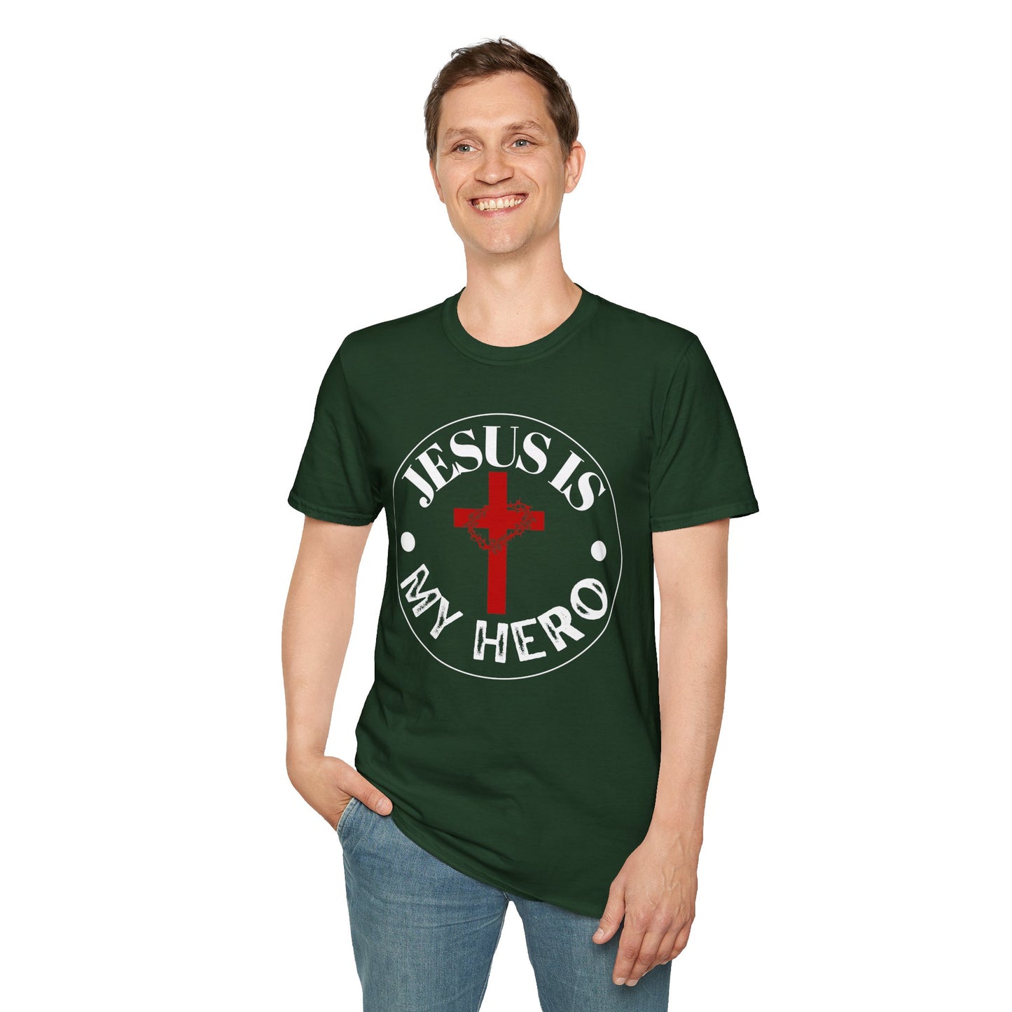 'Jesus is My Hero' Faith-Inspired Unisex Softstyle T-Shirt