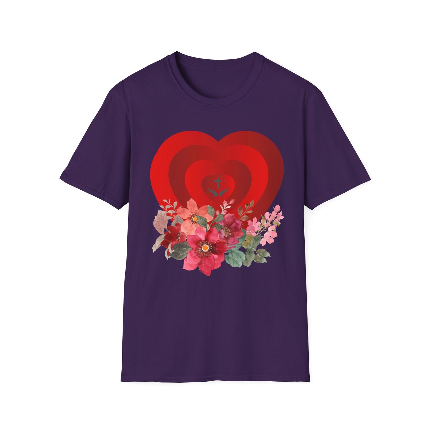 Romantic Floral Heart Unisex Softstyle T-Shirt