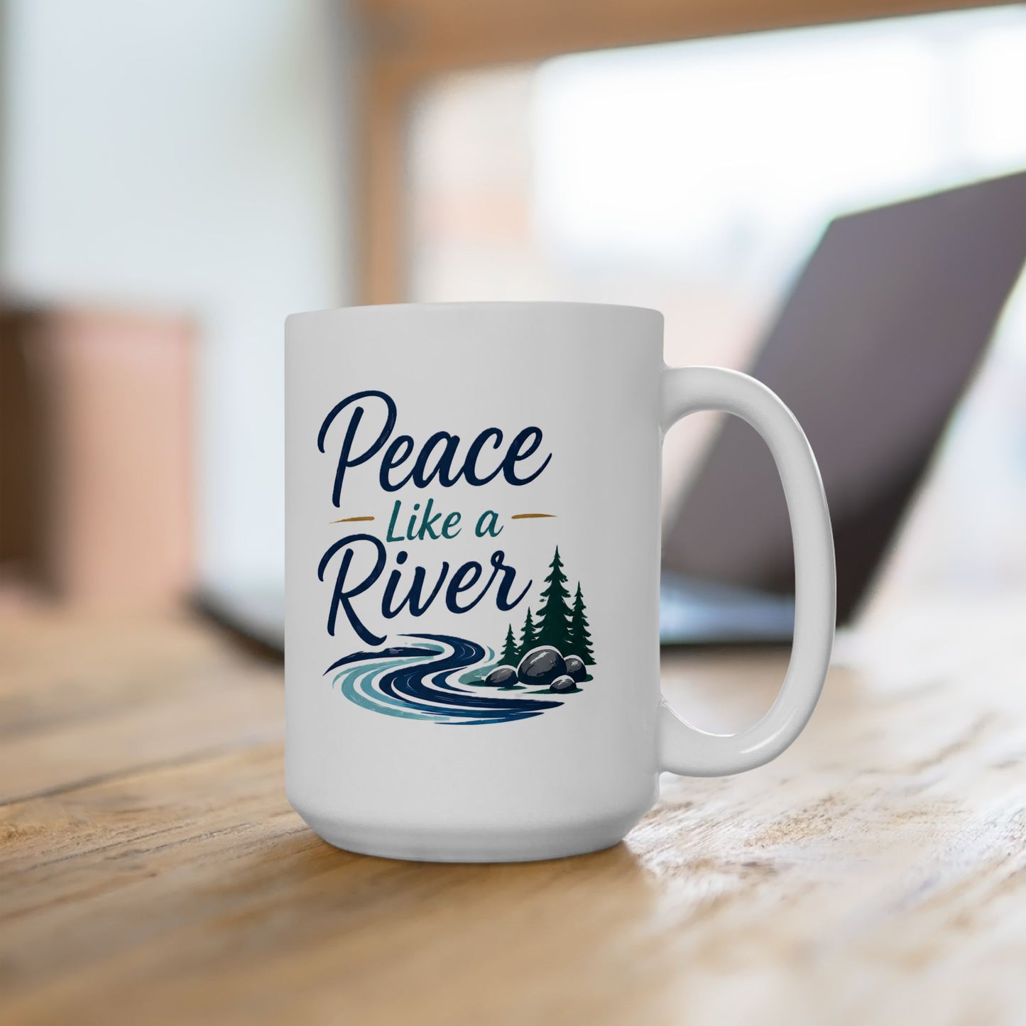 Peaceful River Ceramic Mug — Scenic Nature Coffee Cup (11oz, 15oz)