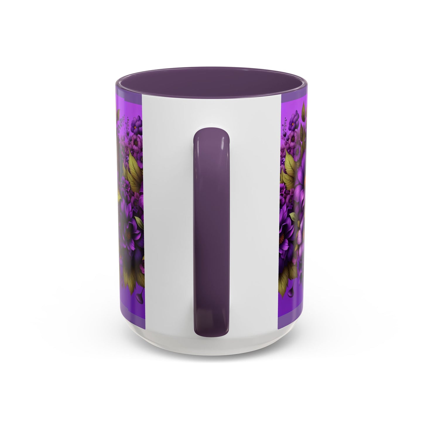 Purple Floral Accent Coffee Mug - 11oz & 15oz - Perfect for Flower Lovers