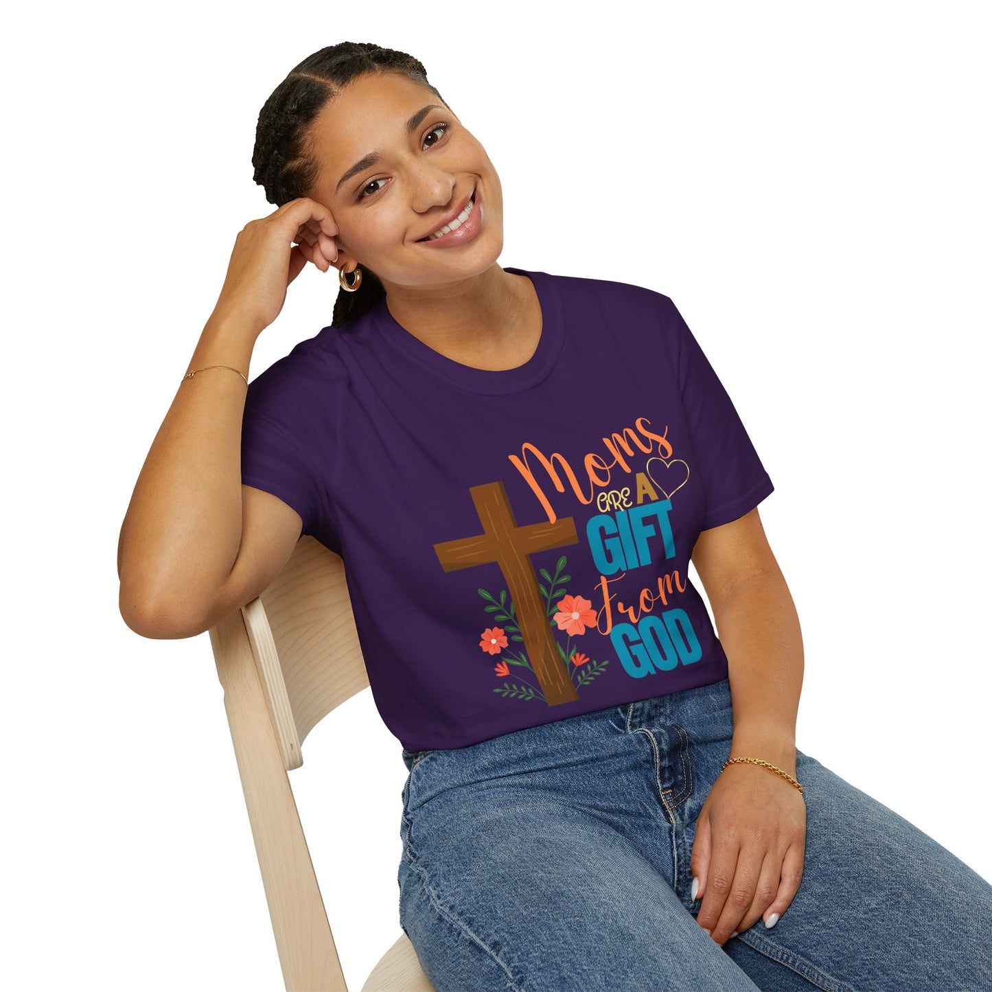Moms Are a Gift from God T-Shirt | Unisex Softstyle Tee for Mother's Day