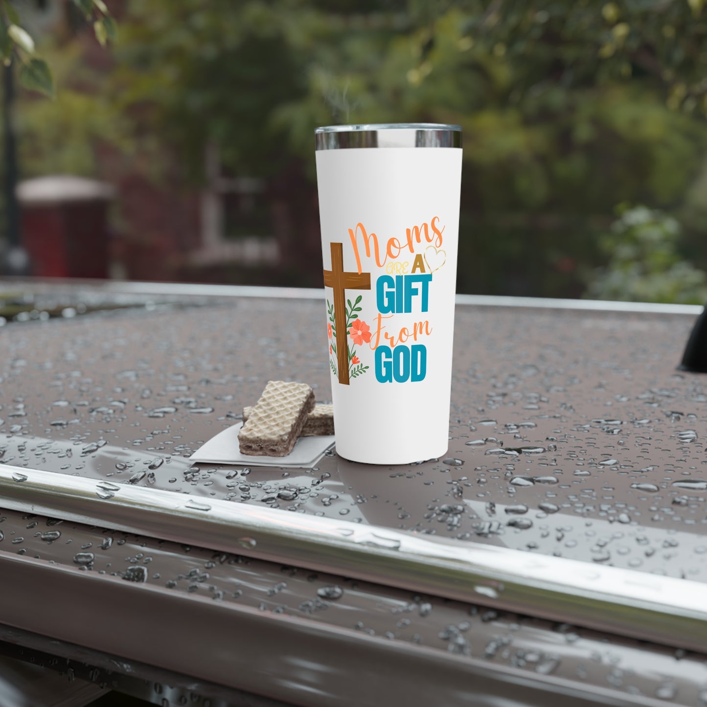 Copper Vacuum Insulated Tumbler - "Moms Are a Gift from God" - Inspirational Travel Mug