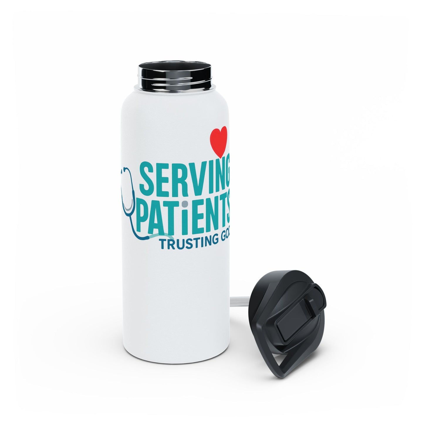 Serving Patients Trusting God Stainless Steel Water Bottle