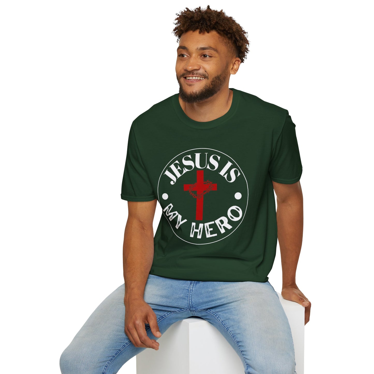 'Jesus is My Hero' Faith-Inspired Unisex Softstyle T-Shirt