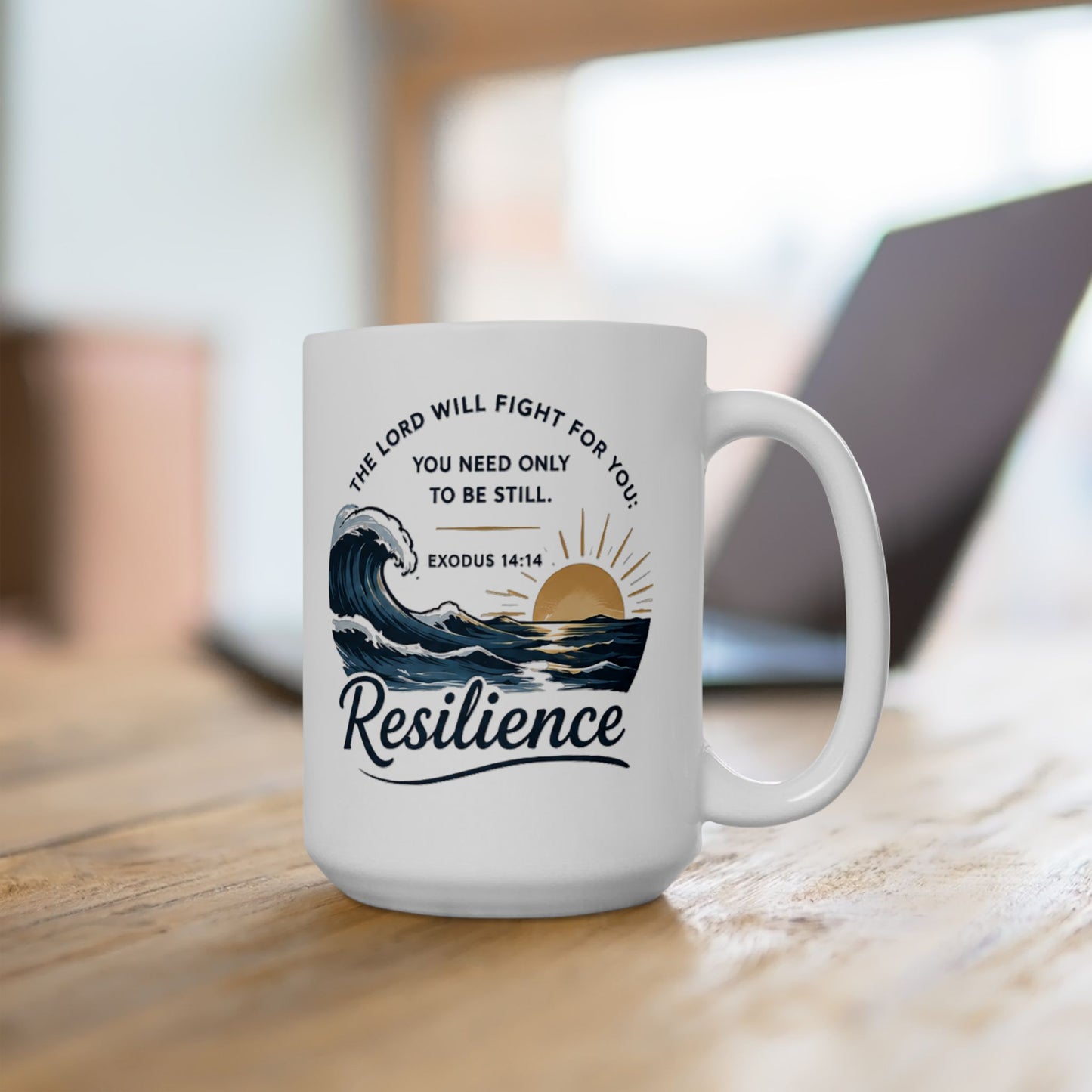 Resilience Ocean Ceramic Mug — Inspirational Sunrise & Wave 11oz/15oz