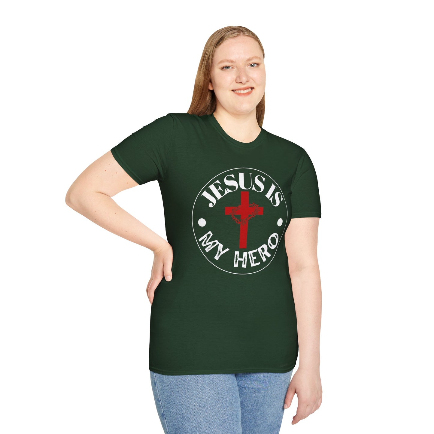 'Jesus is My Hero' Faith-Inspired Unisex Softstyle T-Shirt