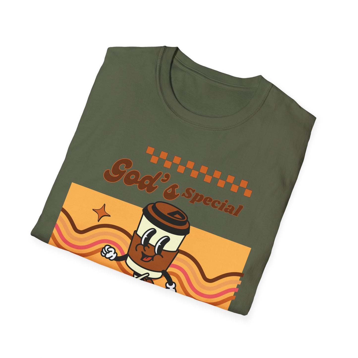 God's Special Blend Unisex Softstyle T-Shirt, Retro Coffee Tee, Fun Gift for Baristas, Casual Wear, Ideal for Birthdays