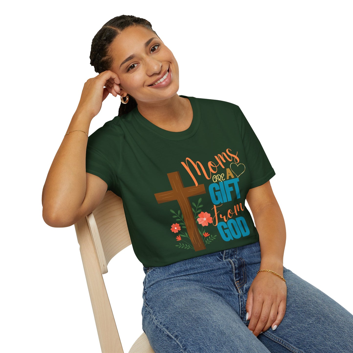 Moms Are a Gift from God T-Shirt | Unisex Softstyle Tee for Mother's Day