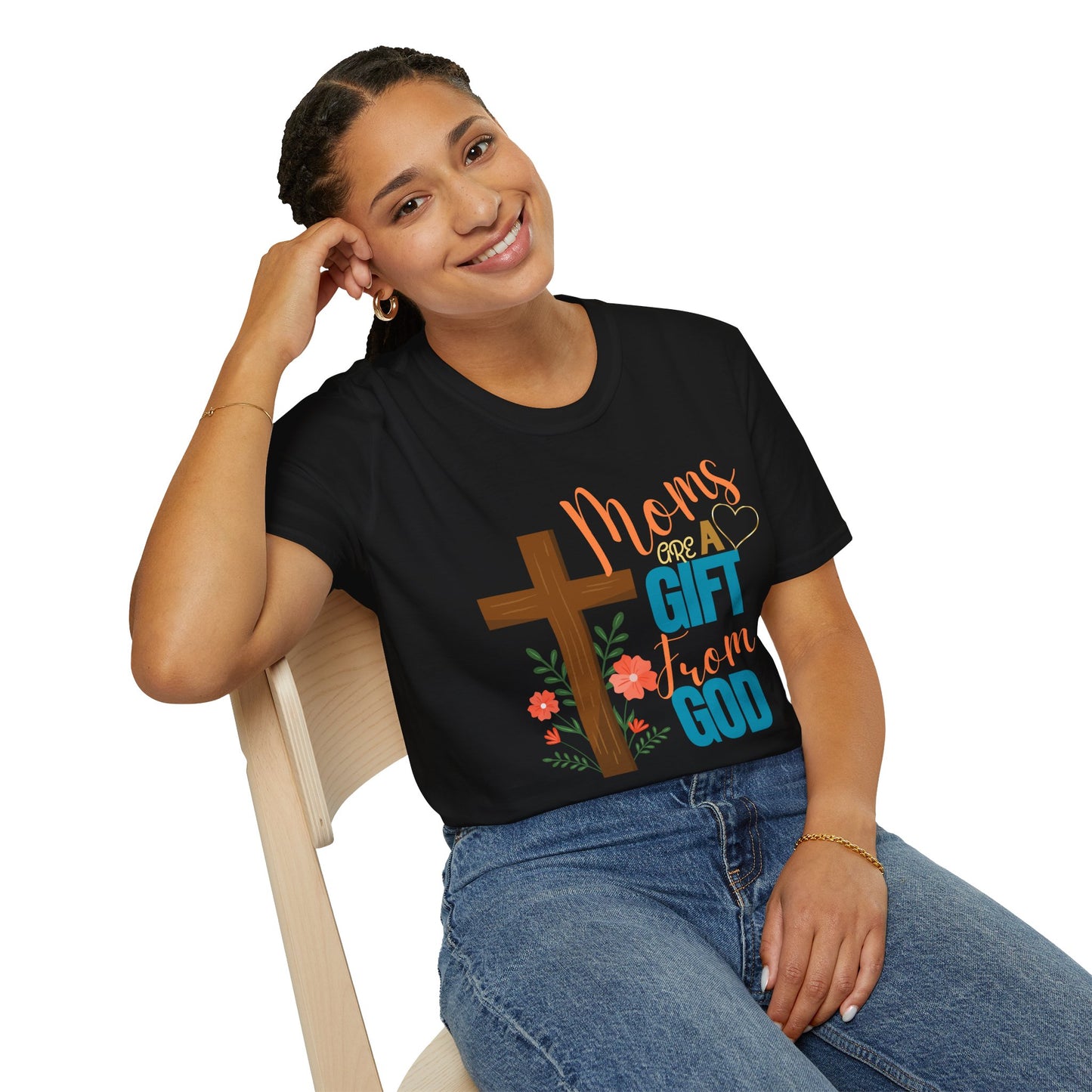 Moms Are a Gift from God T-Shirt | Unisex Softstyle Tee for Mother's Day