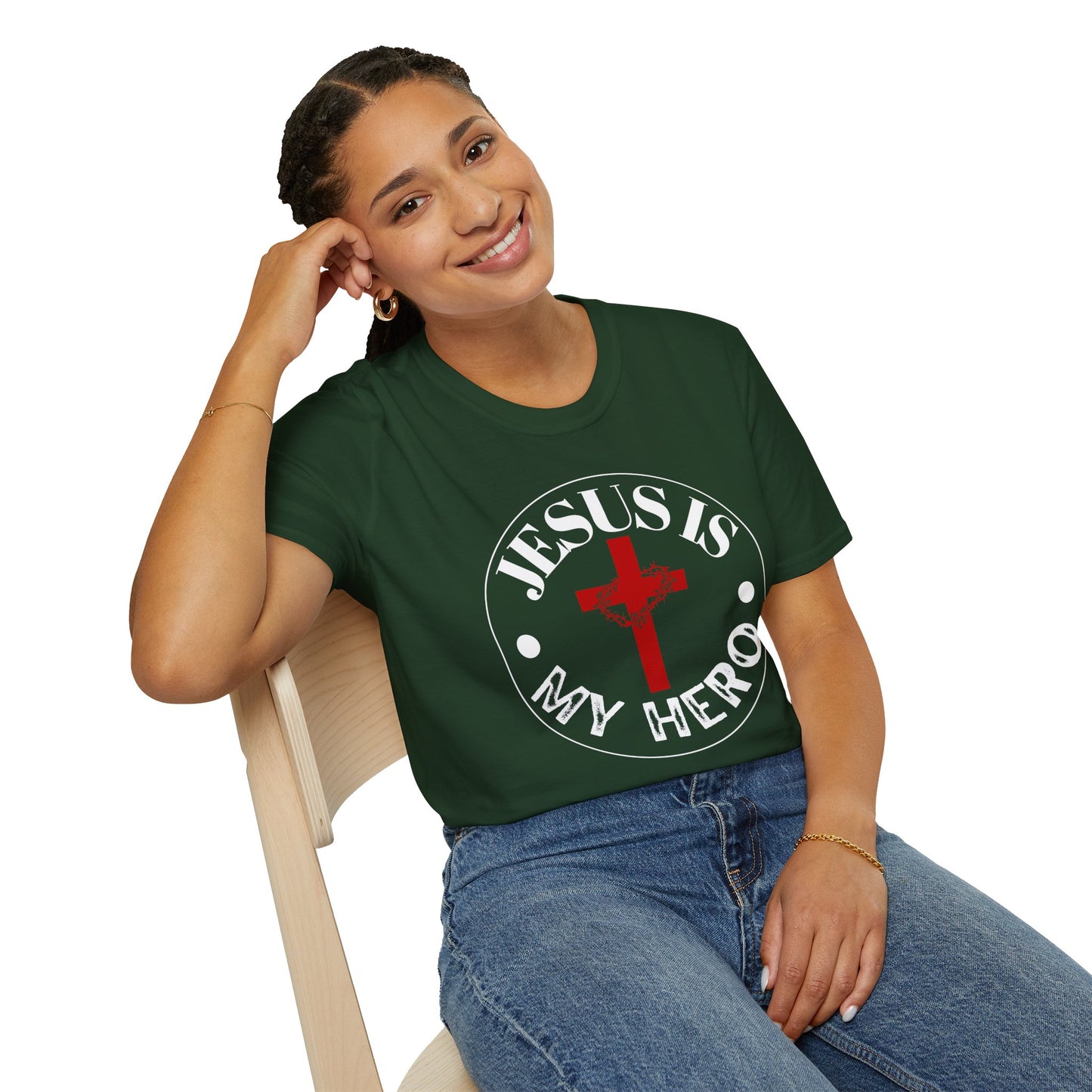 'Jesus is My Hero' Faith-Inspired Unisex Softstyle T-Shirt