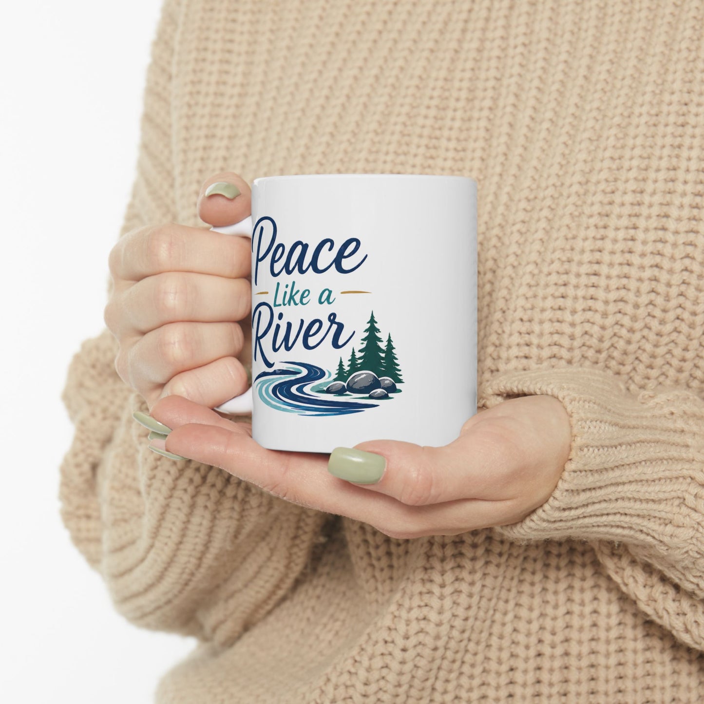 Peaceful River Ceramic Mug — Scenic Nature Coffee Cup (11oz, 15oz)