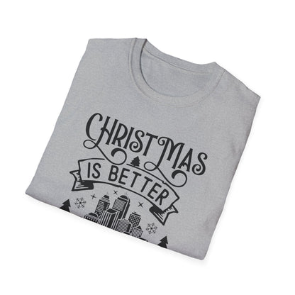 Christmas Is Better in the City T-Shirt — Holiday Cityscape Tee