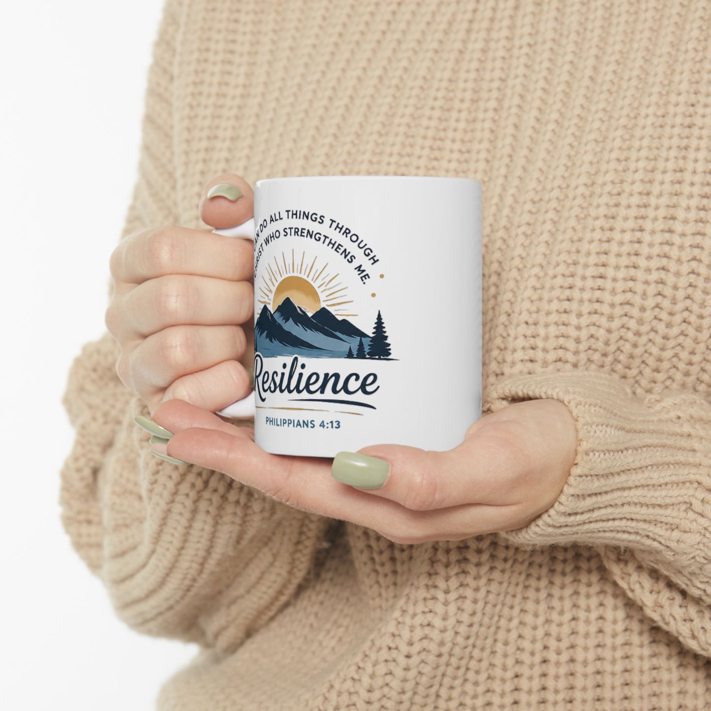 Resilience Mountain Ceramic Mug — Inspirational Camping Coffee Cup (11oz & 15oz)