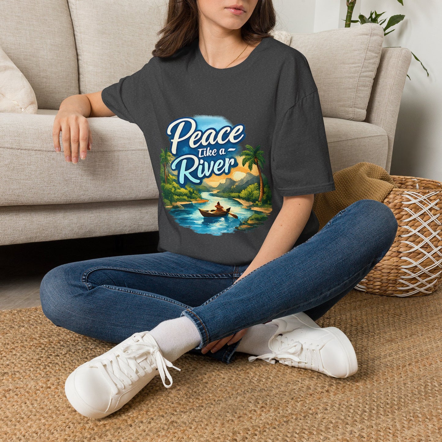 Peace Like a River T‑Shirt — Scenic River Prayer Tee