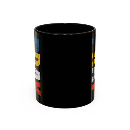PRAY Colorful Mug — Vertical 'PRAY' Color-Block Ceramic Coffee Cup (11oz)