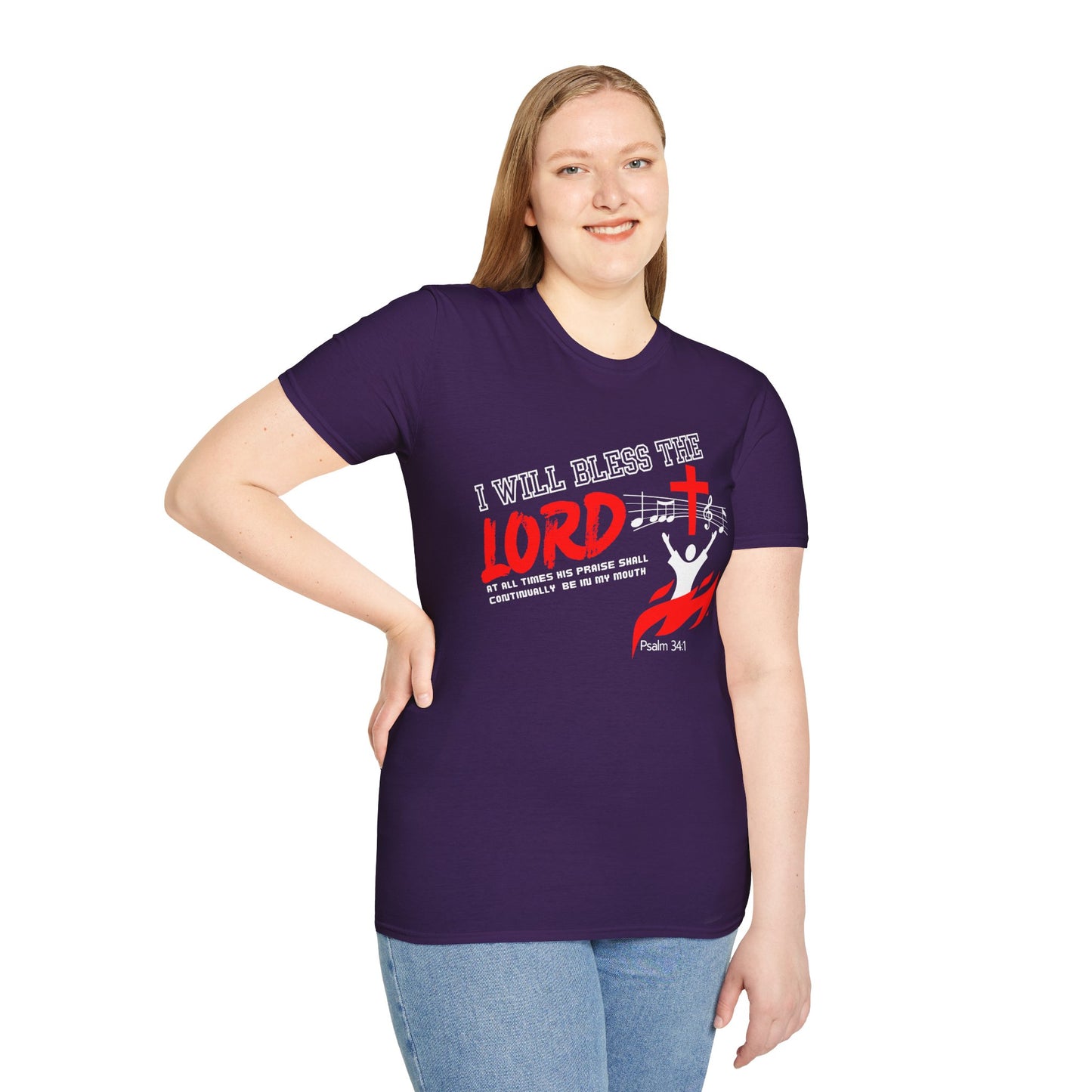 'I Will Bless The Lord' Psalm 34:1 - Inspirational Unisex T-Shirt