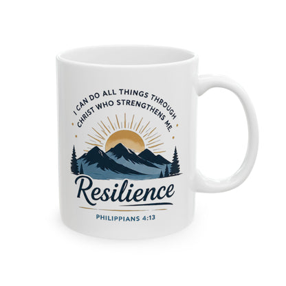 Resilience Mountain Ceramic Mug — Inspirational Camping Coffee Cup (11oz & 15oz)
