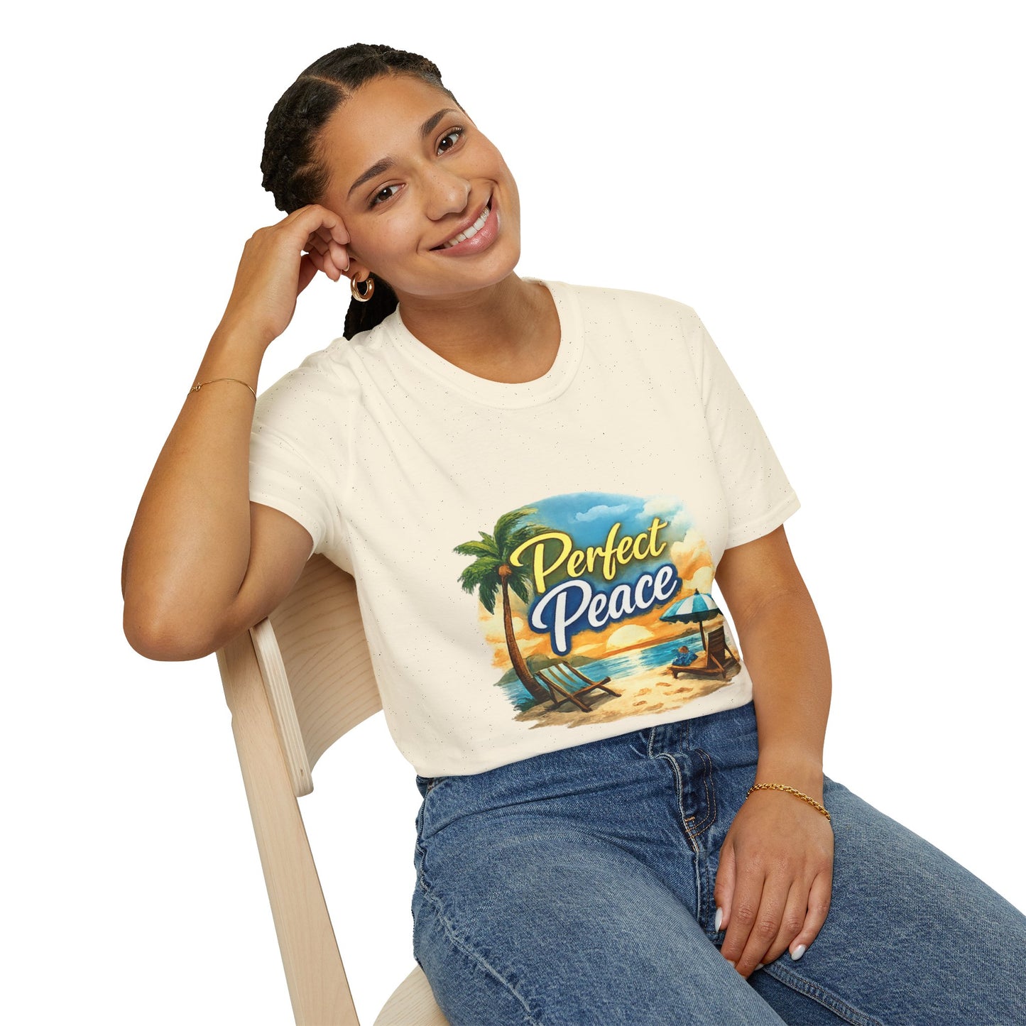 Perfect Peace Beach T-Shirt — Tropical Palm Sunset Graphic Tee