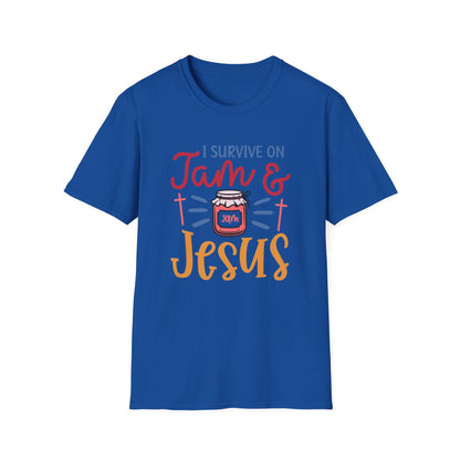 Jam & Jesus T-Shirt — I Survive on Jam & Jesus Christian Faith Tee