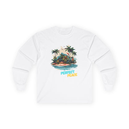 Long Sleeve Tee — Tropical Island 'Perfect Peace' Graphic
