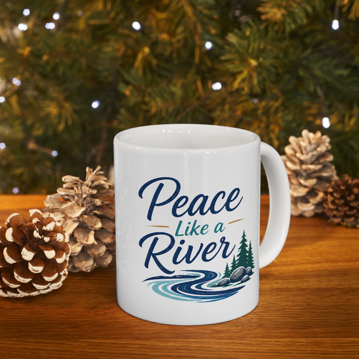 Peaceful River Ceramic Mug — Scenic Nature Coffee Cup (11oz, 15oz)