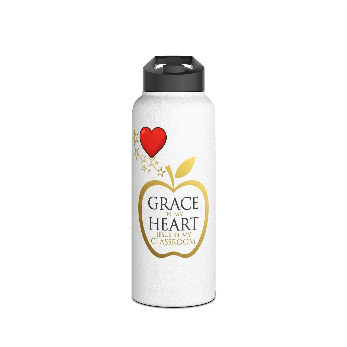 Teacher Water Bottle - "Grace in My Heart, Jesus in My Classroom" Stainless Steel Bottle