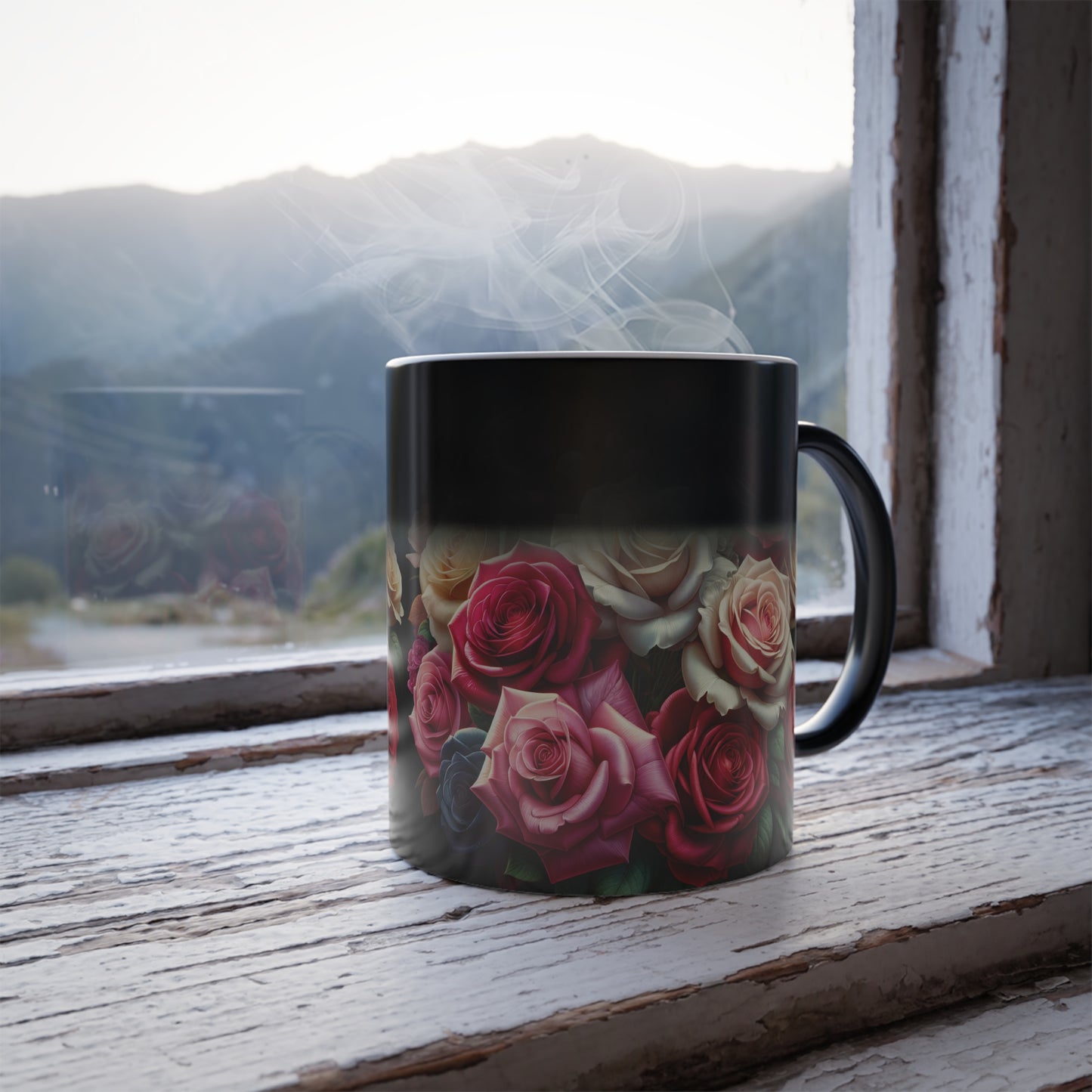 Color Morphing Floral Mug - 11oz - Elegant Rose Design for Home & Gifts