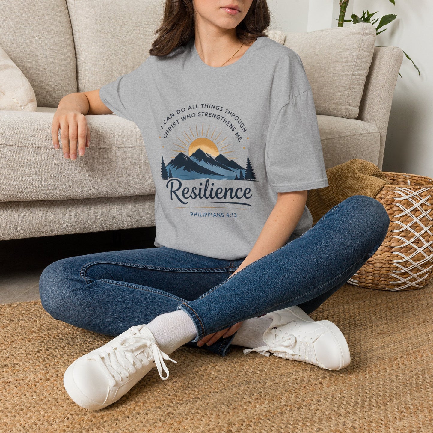 Resilience Mountain T‑Shirt — "I Can Do All Things Through Christ" Inspirational Christian Tee