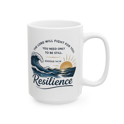 Resilience Ocean Ceramic Mug — Inspirational Sunrise & Wave 11oz/15oz