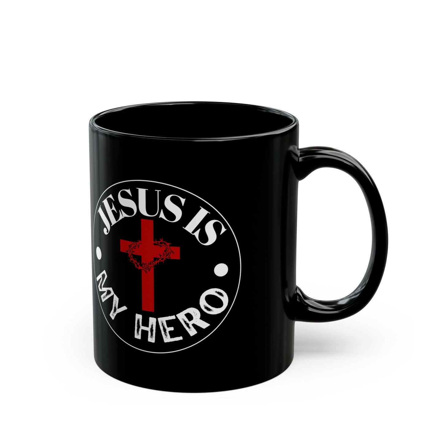'Jesus is My Hero'-Inspirational Christian Mug -  | 11oz & 15oz Black Coffee Cup