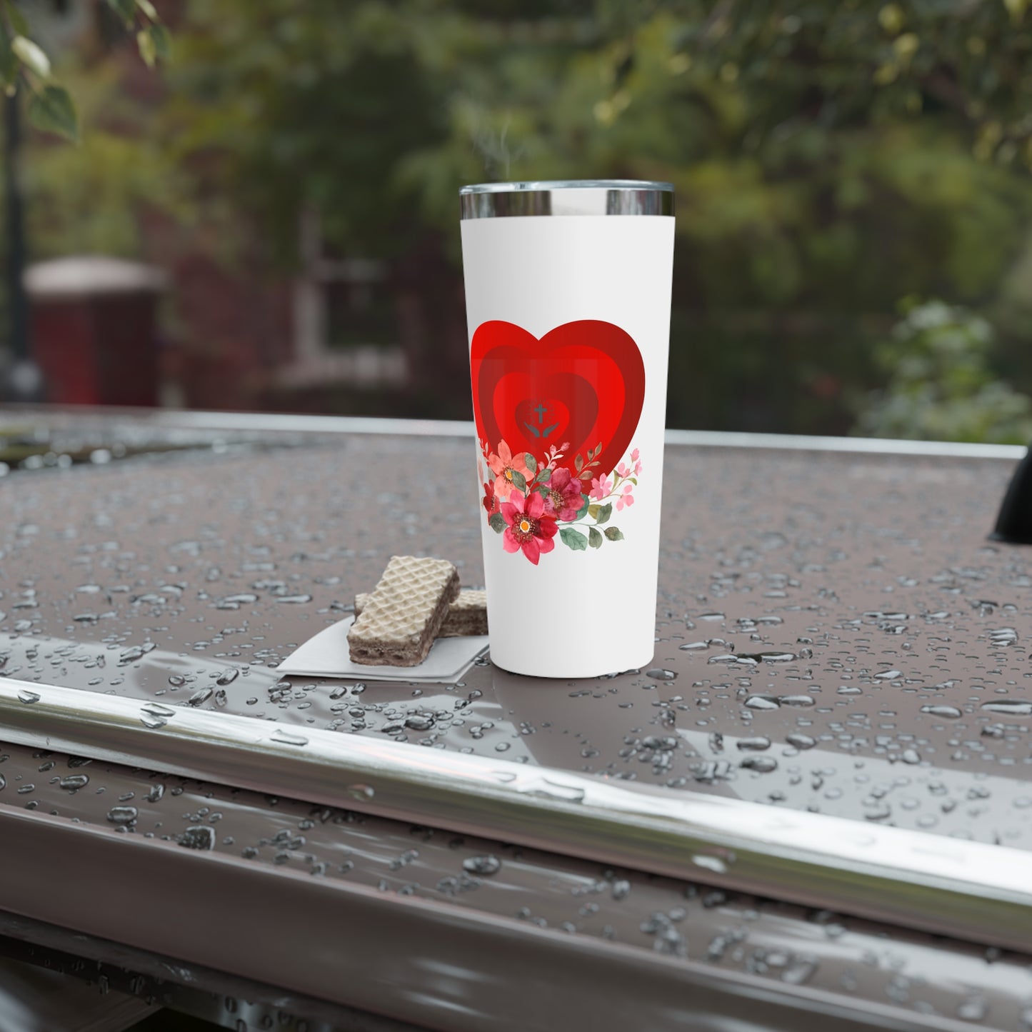 Beautiful Floral Copper Tumbler - 22oz Insulated Travel Mug