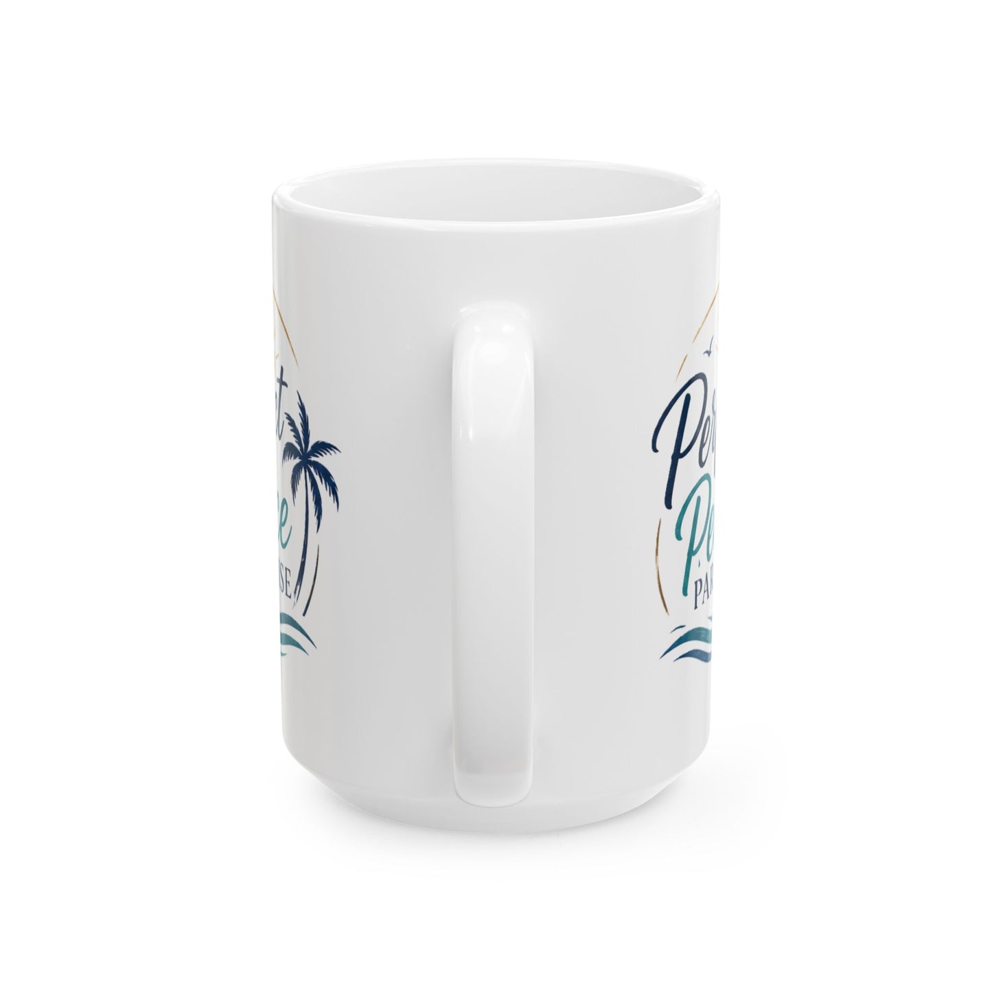 Palm Paradise Ceramic Mug - "Peace, Love, Paradise" Beach Coffee Cup (11oz/15oz)
