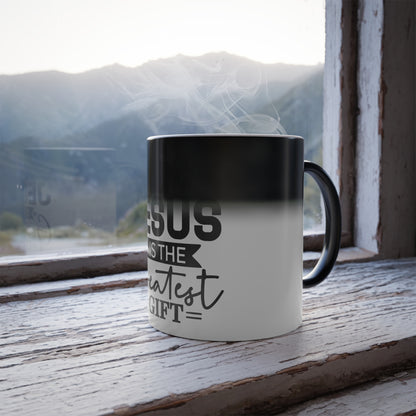 Color‑Changing Mug — "Jesus Is the Greatest Gift" Christian Coffee Cup, 11 oz (Holiday/Christmas Gift)