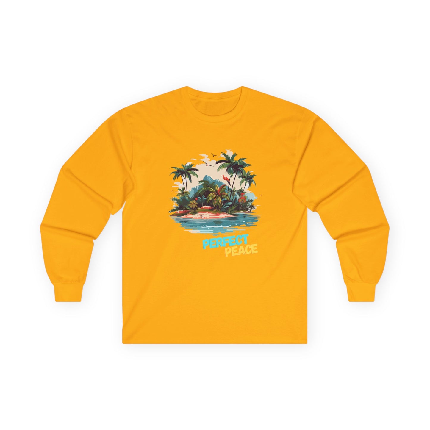 Long Sleeve Tee — Tropical Island 'Perfect Peace' Graphic
