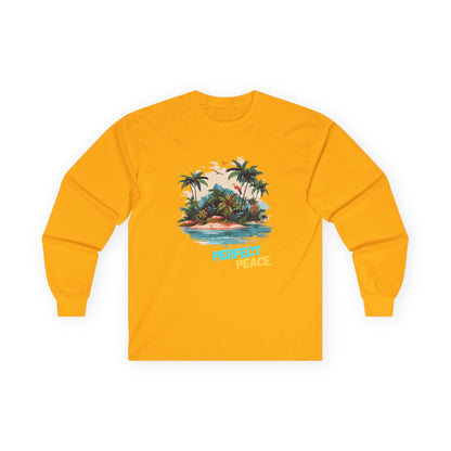 Long Sleeve Tee — Tropical Island 'Perfect Peace' Graphic