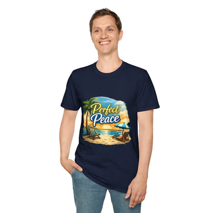 Perfect Peace Beach T-Shirt — Tropical Palm Sunset Graphic Tee