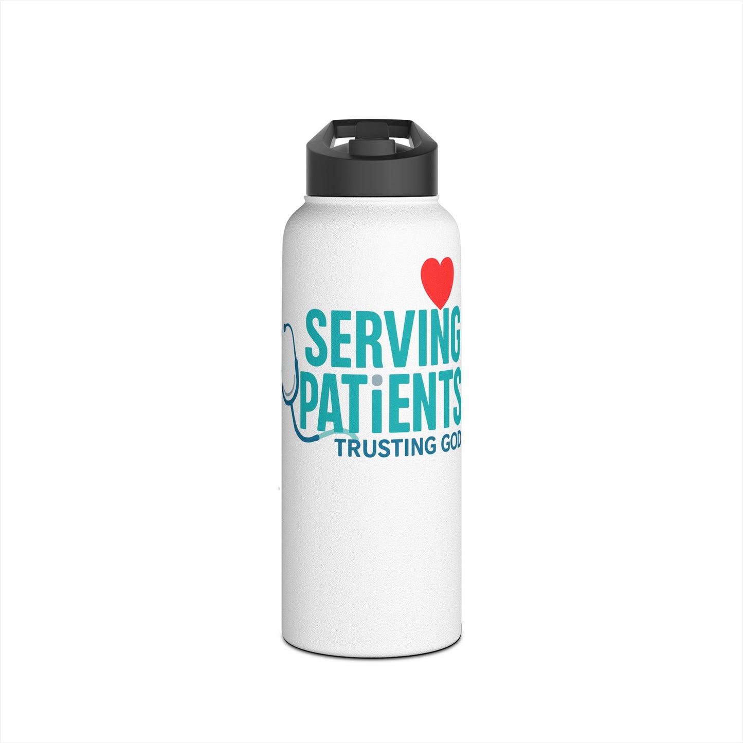 Serving Patients Trusting God Stainless Steel Water Bottle