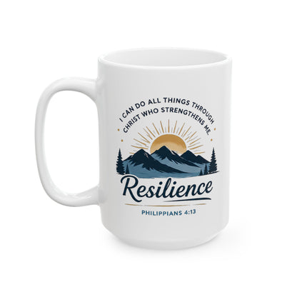Resilience Mountain Ceramic Mug — Inspirational Camping Coffee Cup (11oz & 15oz)