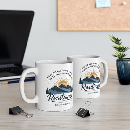Resilience Mountain Ceramic Mug — Inspirational Camping Coffee Cup (11oz & 15oz)