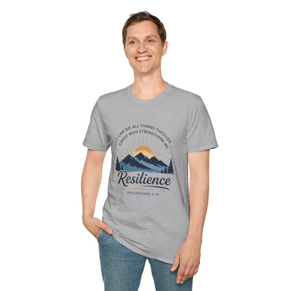 Resilience Mountain T‑Shirt — "I Can Do All Things Through Christ" Inspirational Christian Tee
