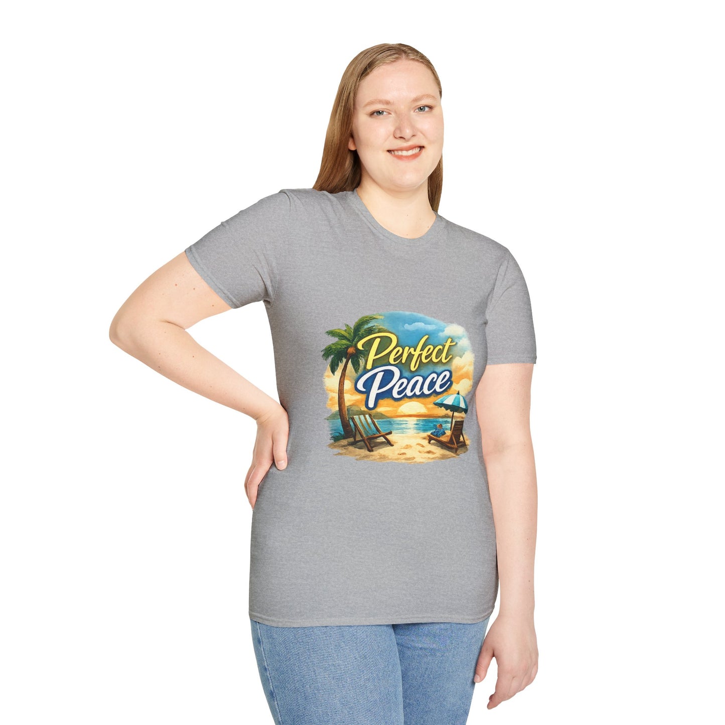 Perfect Peace Beach T-Shirt — Tropical Palm Sunset Graphic Tee