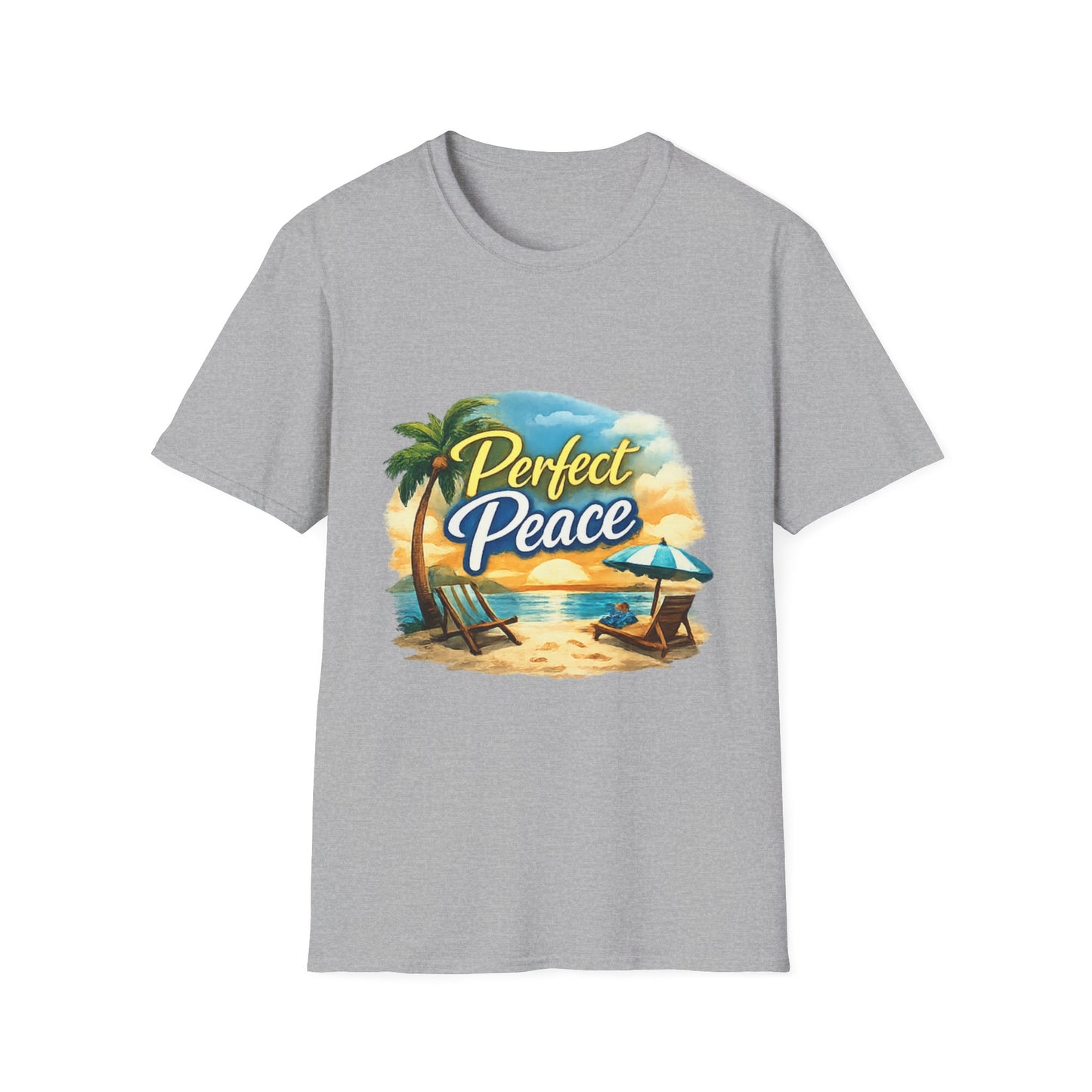 Perfect Peace Beach T-Shirt — Tropical Palm Sunset Graphic Tee
