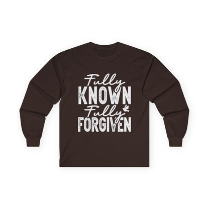 Fully Known Fully Forgiven Long Sleeve Tee - Unisex Cotton Shirt for Faith & Comfort