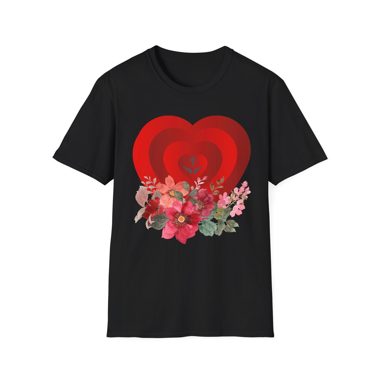Romantic Floral Heart Unisex Softstyle T-Shirt