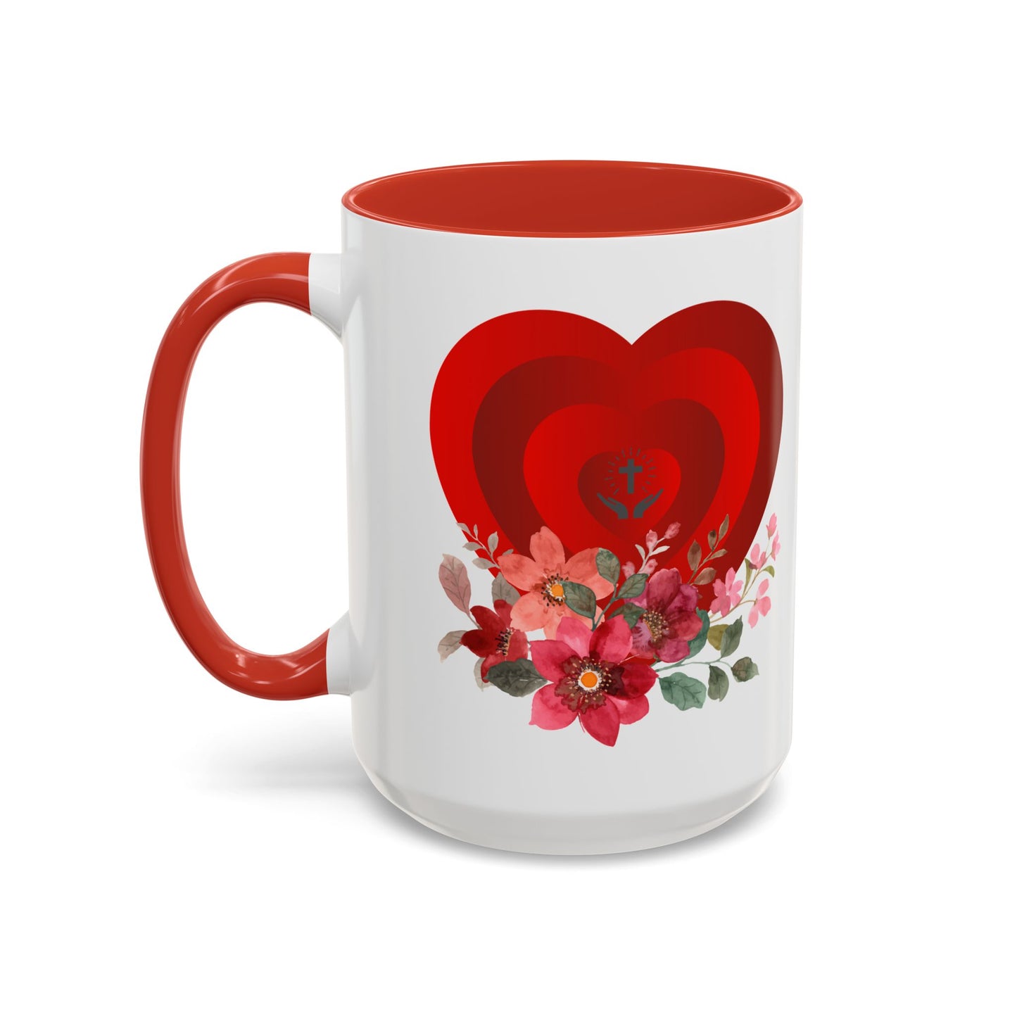 Floral Heart Accent Coffee Mug - Perfect Gift for Valentine's Day & Anniversaries
