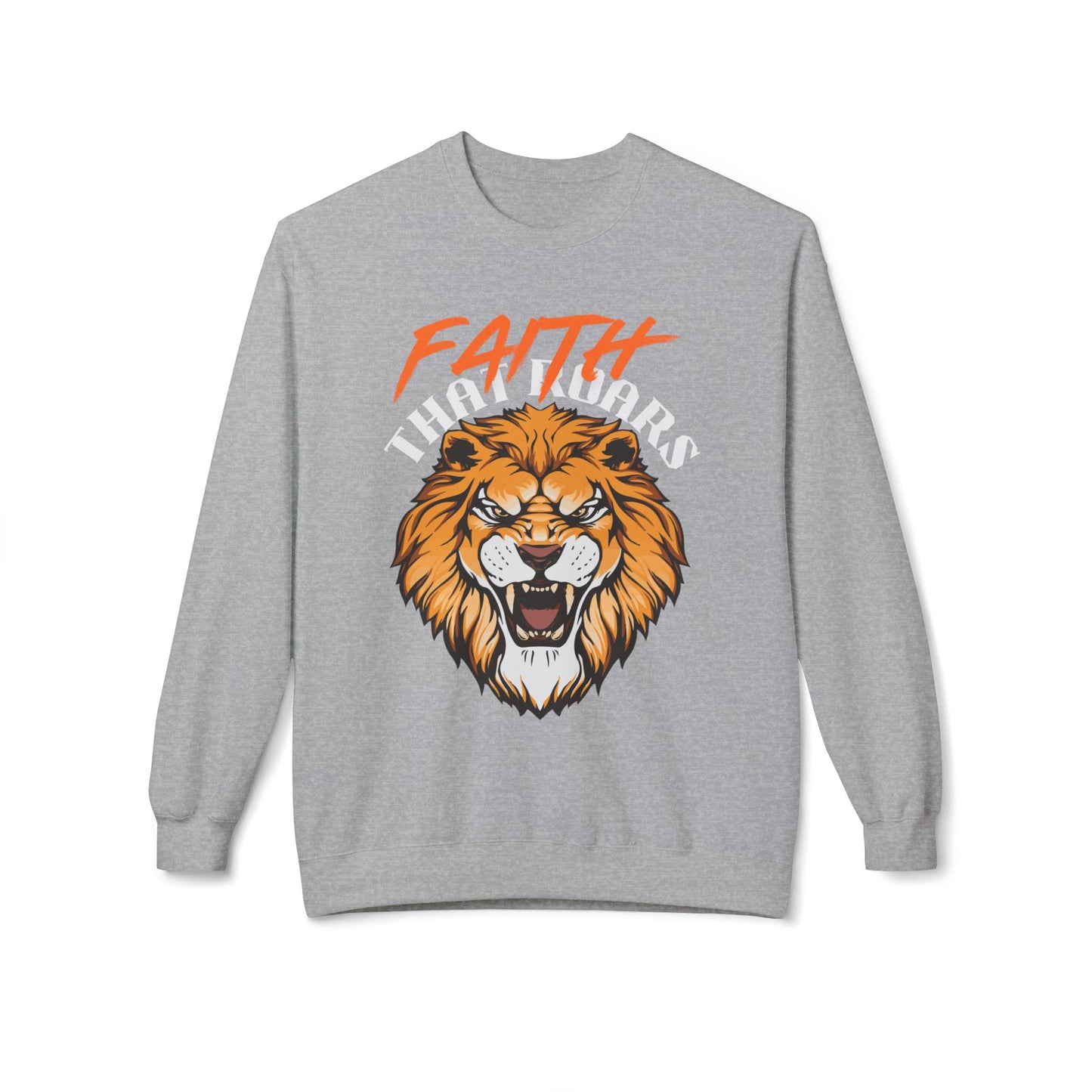 Lion Graphic Sweatshirt — "Faith That Roars" Bold Christian Crewneck
