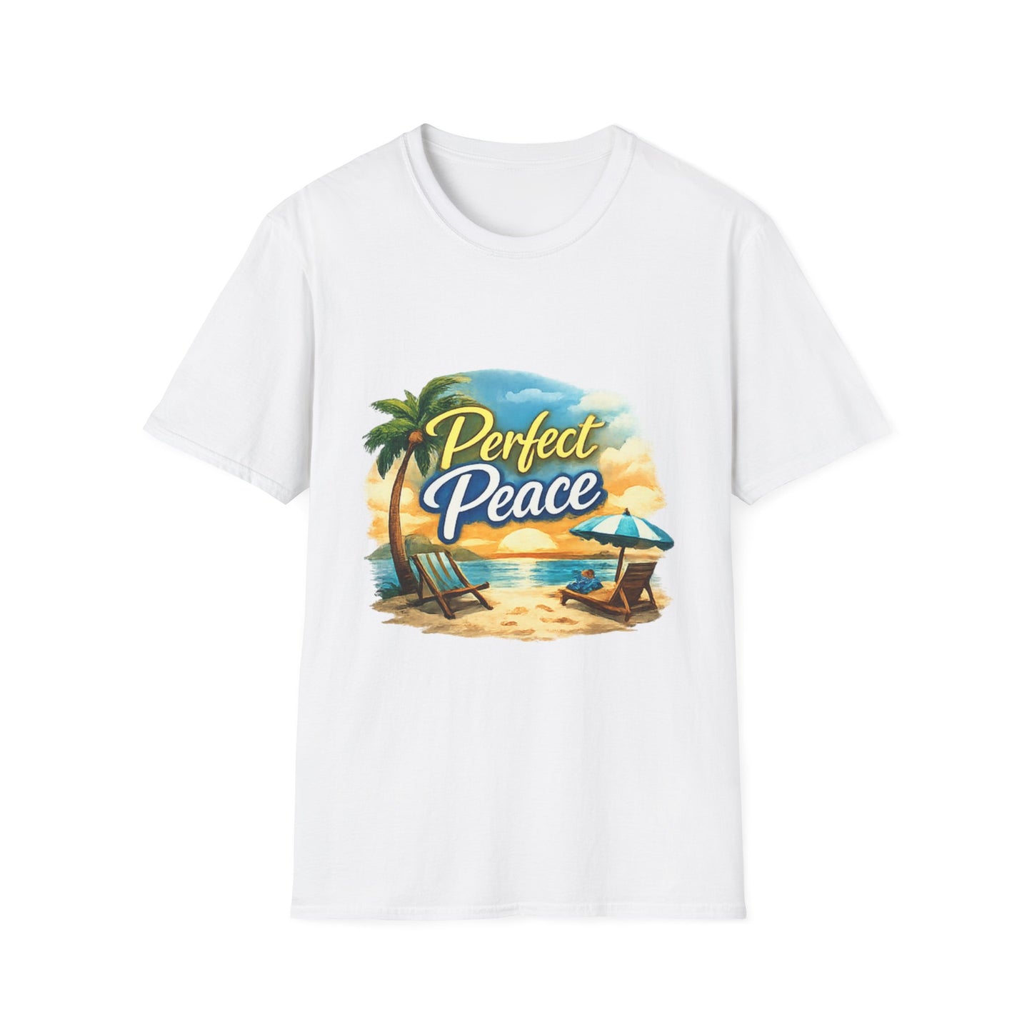 Perfect Peace Beach T-Shirt — Tropical Palm Sunset Graphic Tee