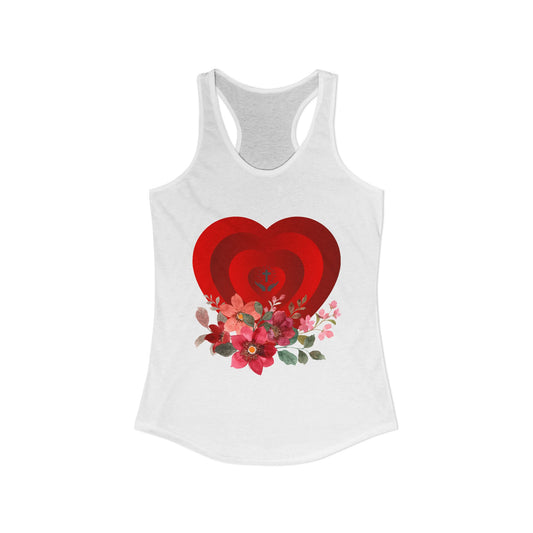 Floral Heart Women's Racerback Tank - Perfect for Summer & Fitness