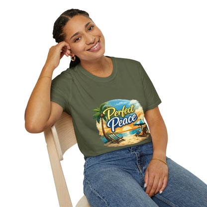 Perfect Peace Beach T-Shirt — Tropical Palm Sunset Graphic Tee
