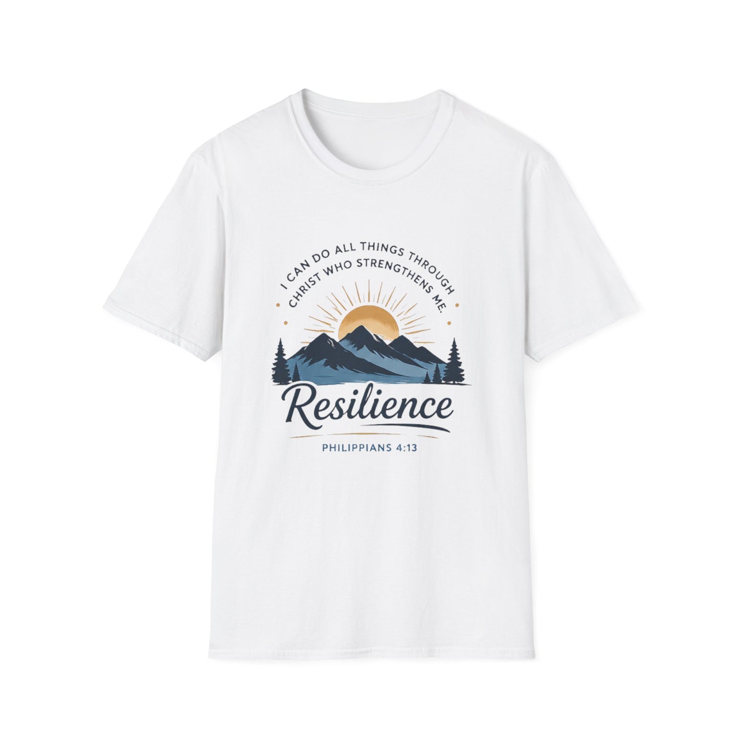 Resilience Mountain T‑Shirt — "I Can Do All Things Through Christ" Inspirational Christian Tee